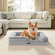 Cama ortopédica para cães com revestimento em pelúcia 91 x 68 x 16 cm Cinzento
