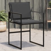 vidaXL Cadeiras de jardim c/ almofadões 4 pcs aço e textilene preto