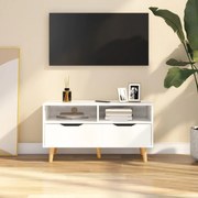 Móvel de TV 90x40x48,5 cm contraplacado branco brilhante