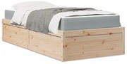 VidaXL Cama com colchão 90x200 cm madeira de pinho maciça