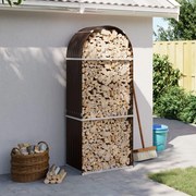 vidaXL Suporte de lenha 80x45x190 cm aço galvanizado castanho