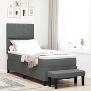 vidaXL Cama Box Spring com Colchão e Banco Cinza Escuro 80x200 cm Tecido