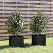 vidaXL Vasos/floreiras de jardim 2 pcs 31x31x31 cm pinho maciço preto