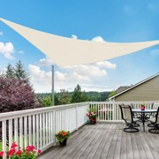 Toldo Vela 5x5x5m Triângulo Cor Creme Pára-Sol Parasol Terraço Jardim Camping