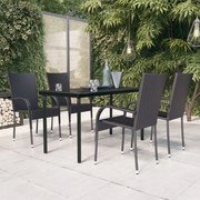 5 pcs conjunto de jantar para jardim preto