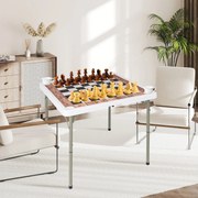 Mesa de xadrez dobrável de 90 cm com tampo amovível e 4 suportes para copos Pega de transporte