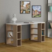 Secretária de Estudo e Estante Extra – Creme e Preto – Secretária: 120
