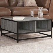 vidaXL Mesa de centro derivados de madeira e metal cinzento sonoma