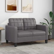 Sofá de 2 lugares 120 cm couro artificial cinza