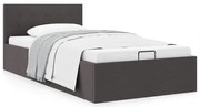 vidaXL Cama hidráulica c/ arrumação 100x200cm tecido cinza-escuro