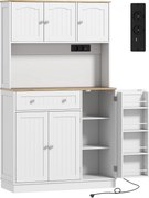 HOMCOM Armário de Cozinha Alto com Estação de Carregamento 6 Portas 1 Gaveta Prateleiras Ajustáveis 4 Prateleiras 100x40x173 cm Branco | Aosom Portugal