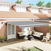 vidaXL Toldo com Manual Branco 4 × 3,5 m Metal