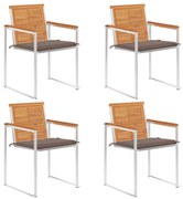 vidaXL Cadeiras de jardim c/ almofadões 4 pcs madeira de acácia maciça