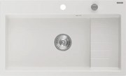 Mexen Omar lava-loiça de granito 1-cuba 800 x 480 mm, branco, sifão cromado - 6520801005-20