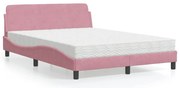 vidaXL Cama com colchão 120x200 cm veludo rosa