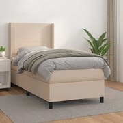 vidaXL Cama com molas/colchão 90x200 cm couro artificial cappuccino
