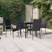 5 pcs conjunto de jantar para jardim preto