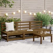 vidaXL Sofás de centro para jardim 3 pcs pinho maciço castanho mel
