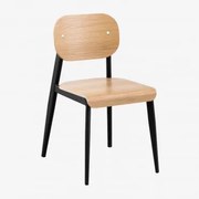 Pack De 4 Cadeiras De Jantar Em Chapa De Carvalho E Ferro And Preto - Sklum