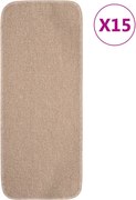 vidaXL Tapetes antiderrapantes retang. p/ escadas 15 pcs 60x25 cm bege