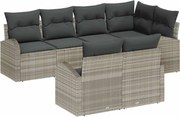 vidaXL Conjunto de Sofá de Jardim 7 pcs Cinzento-claro vime PE