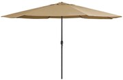 vidaXL Guarda-sol de jardim c/ poste metal 390 cm cinzento-acastanhado