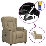 vidaXL Poltrona de massagens elevatória couro artificial cappuccino