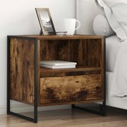 vidaXL Mesa-de-cabeceira com gaveta Carvalho Fumê 50 x 39,5 x 50 cm
