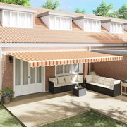 vidaXL Toldo Retrátil Manual Amarelo e Laranja 600 × 300 cm