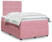 Cama boxspring com colchão 120x190 cm veludo rosa