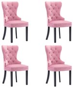 Cadeiras de jantar 4 pcs veludo rosa