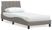 vidaXL Cama com colchão 80x200 cm tecido castanho-acinzentado
