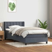 Cama com molas/colchão cinza-escuro 80x210 cm veludo