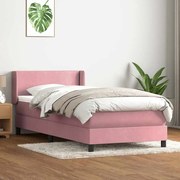 vidaXL Cama com molas/colchão 100x220 cm veludo Rosa