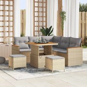 vidaXL Conjunto de Sofá de Jardim 8 pcs Bege Rattan Sintético