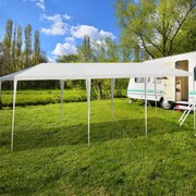 Tenda Grande pavilhão à prova d'água de 3 x 9 m ao ar livre com estacas cordas para festas casamento praia branco