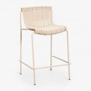 Banqueta Alta Em Vime Sintético E Aço Revia Tapioca Bege & ↑65 Cm - Sklum