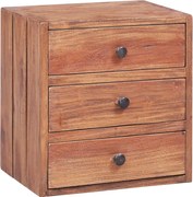 vidaXL Mesa cabeceira 3 gavetas 35x25x35 cm madeira de mogno maciça