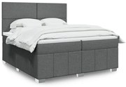vidaXL Cama com molas/colchão 200x200 cm tecido cinzento-escuro