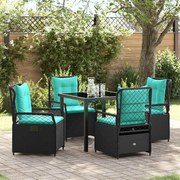 vidaXL Conjunto de Jantar para Jardim 5 pcs Preto vime PE