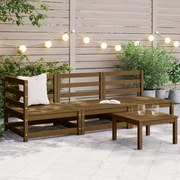 vidaXL 3 pcs conjunto lounge de jardim pinho maciço castanho mel