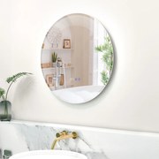 Espelho de casa de banho redondo LED com 3 luzes coloridas Indicação da hora e da temperatura com interrutor tátil Espelho de maquilhagem prateado de