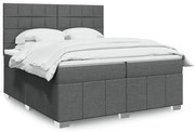 vidaXL Cama com molas/colchão 200x200 cm tecido cinzento-escuro