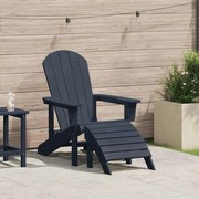 vidaXL Cadeira Adirondack com Descanso de Pés Azul-marinho HDPE