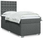 vidaXL Cama com molas/colchão 90x200 cm tecido cinzento-escuro