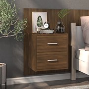 vidaXL Mesa de cabeceira montagem na parede carvalho castanho