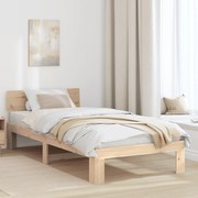 vidaXL Estrado de Cama com Cabeceira 90x200 cm Madeira de Pinho