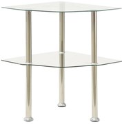 Mesa apoio duas prateleiras 38x38x50cm vidro temp. transparente