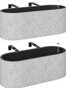 Outsunny Conjunto de 2 Vasos Suspensos com Sistema de Dreno e Gancho 42x16x15 cm Cinza Claro | Aosom Portugal