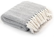 vidaXL Manta em algodão 125x150 cm padrão espinha cinzento
